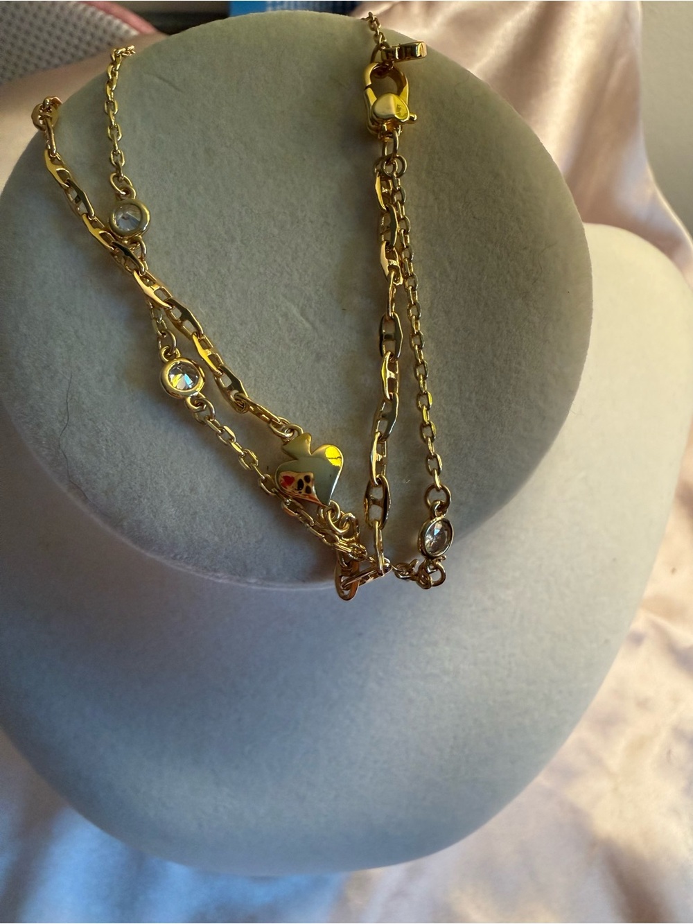 kate spade Gold-Tone Double Layer Bracelet with Crystal Charms